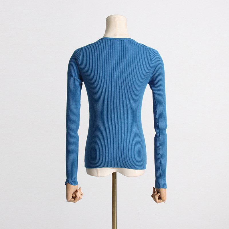 Hollow simple pure sweater Casual slim tops for women