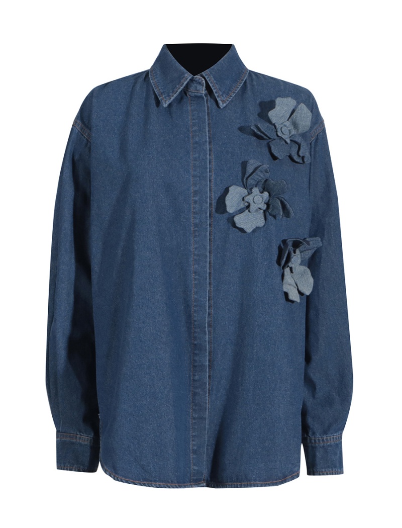 Slim flowers France style shirt autumn pure tops