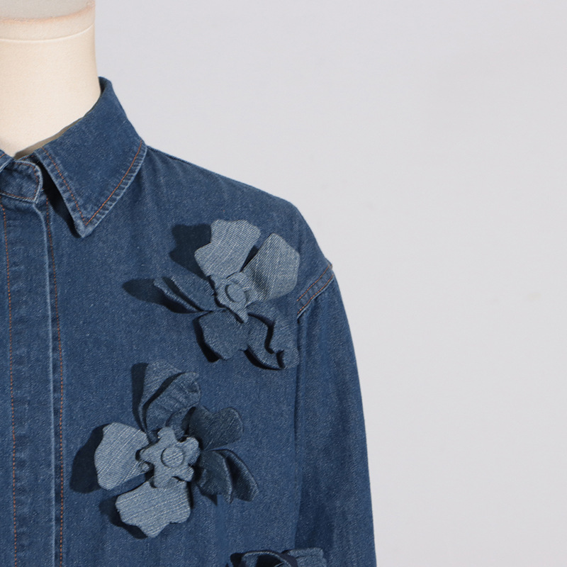 Slim flowers France style shirt autumn pure tops