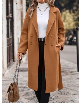 Woolen lengthen European style frenum coat for women