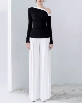 Fashion tops wide leg pants a set for women