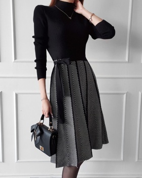 Big skirt temperament dress splice sweater for women