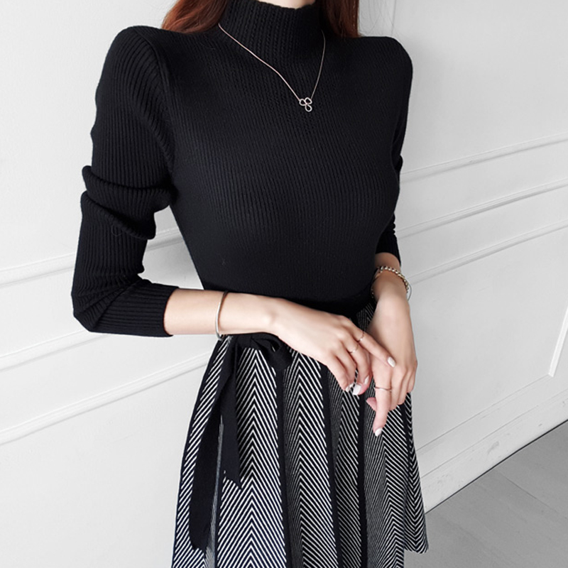 Big skirt temperament dress splice sweater for women