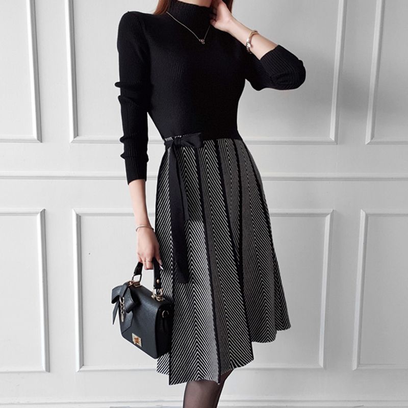 Big skirt temperament dress splice sweater for women