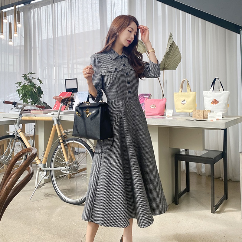 Breasted pinched waist Casual elegant dress