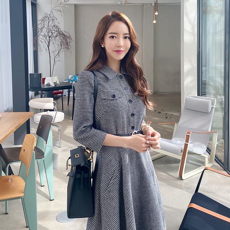 Breasted pinched waist Casual elegant dress