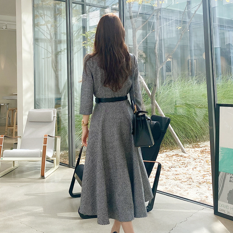 Breasted pinched waist Casual elegant dress