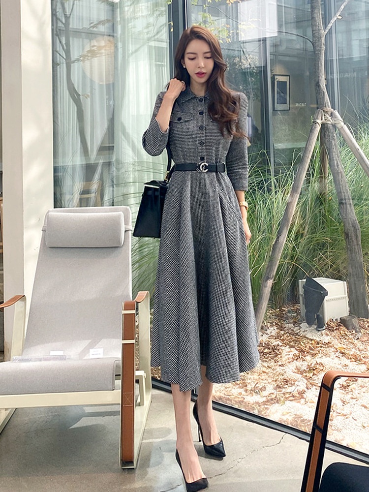 Breasted pinched waist Casual elegant dress