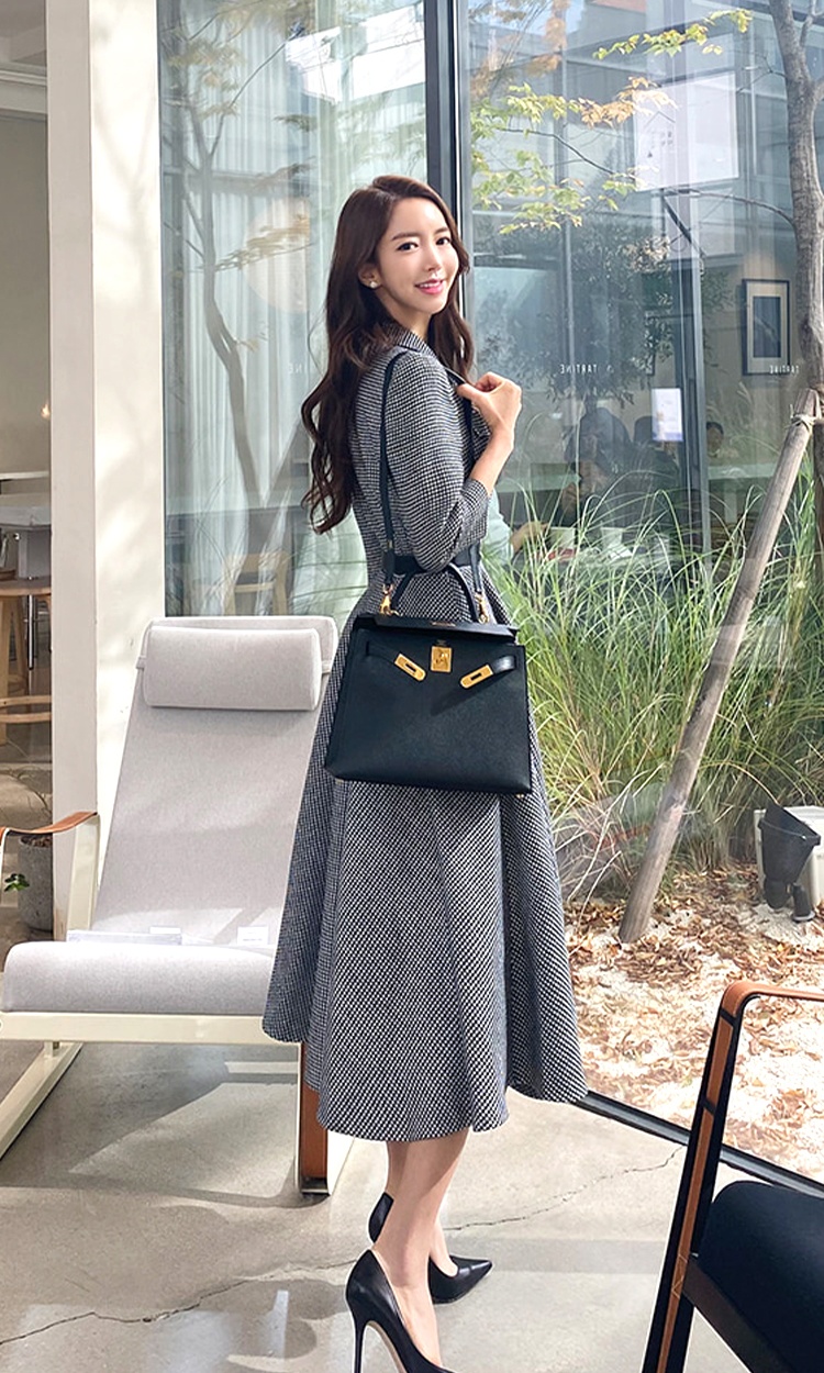 Breasted pinched waist Casual elegant dress