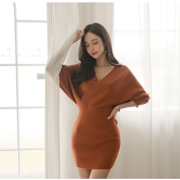 Korean style knitted T-back frenum lady sweater