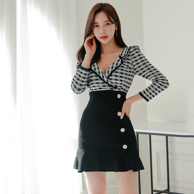 Fashion slim temperament dress lady Korean style T-back