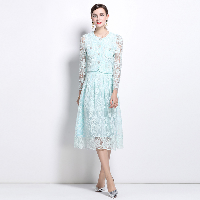 Lace temperament chanelstyle skirt 2pcs set