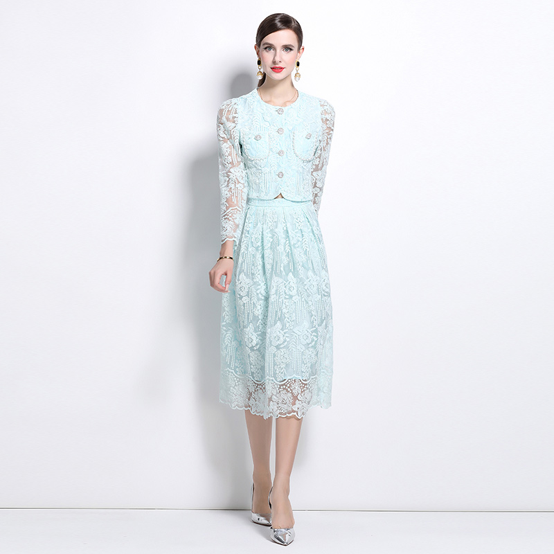 Lace temperament chanelstyle skirt 2pcs set