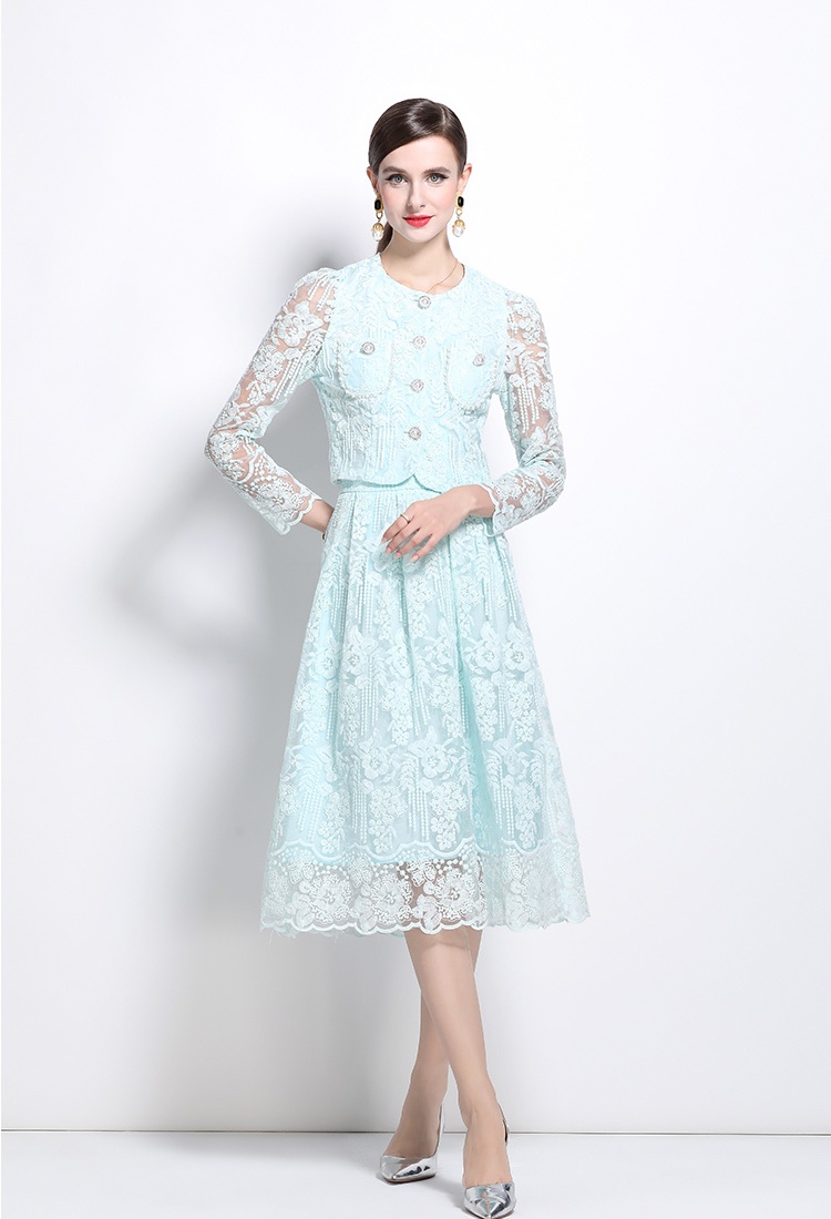 Lace temperament chanelstyle skirt 2pcs set