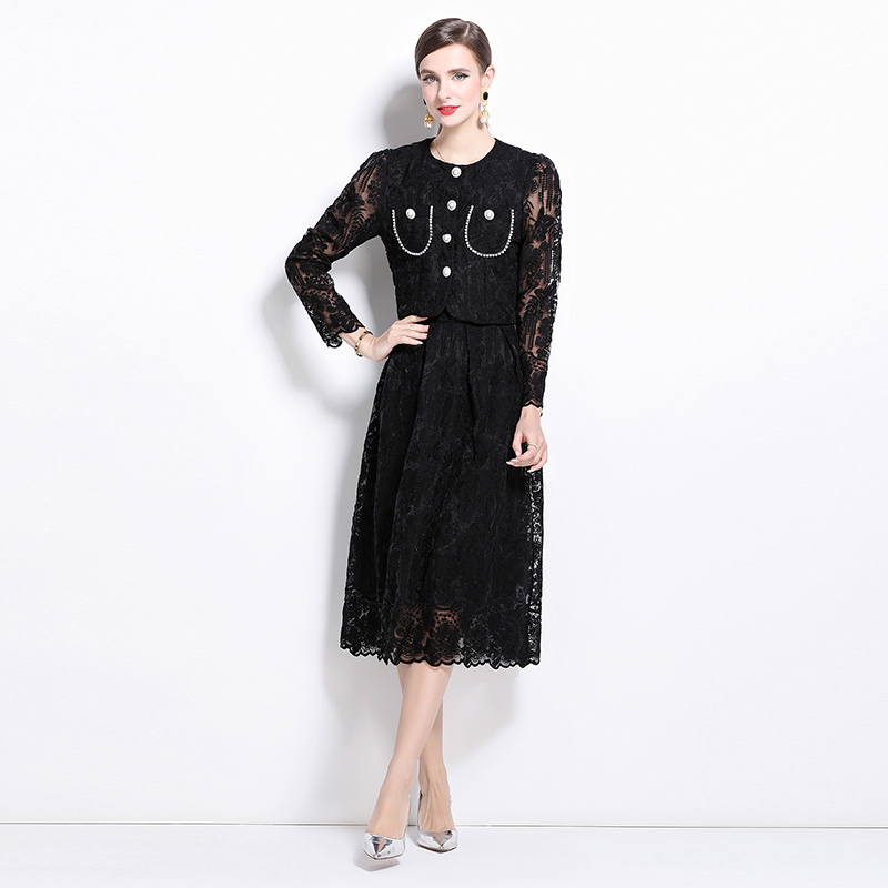 Long sleeve temperament chanelstyle skirt 2pcs set