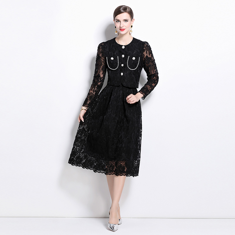 Long sleeve temperament chanelstyle skirt 2pcs set