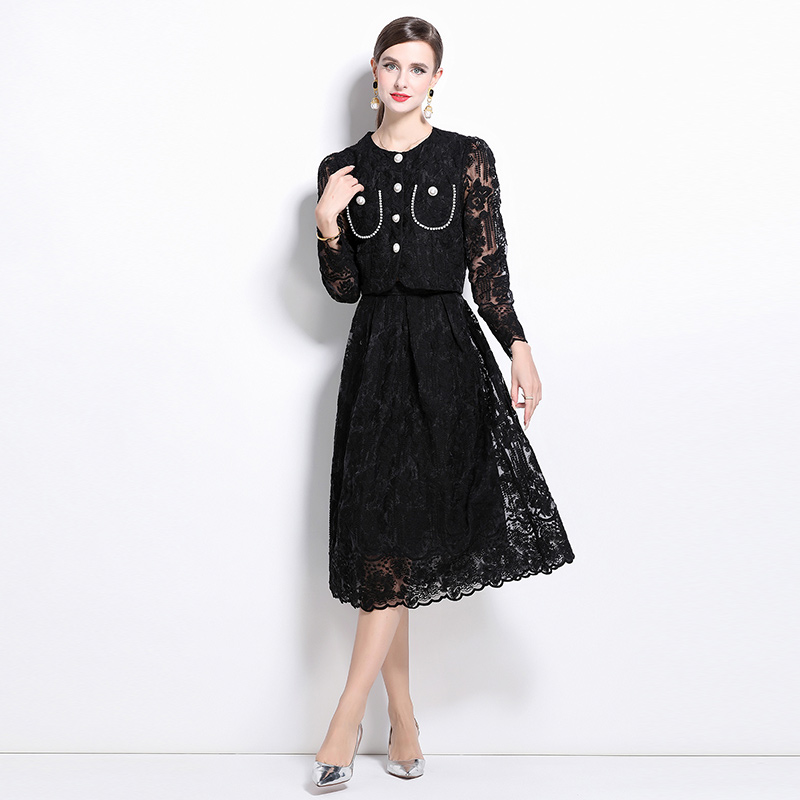 Long sleeve temperament chanelstyle skirt 2pcs set