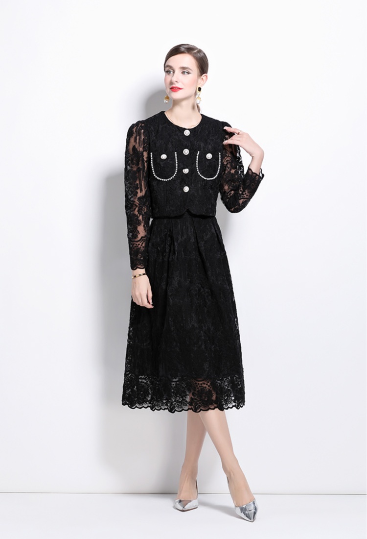 Long sleeve temperament chanelstyle skirt 2pcs set