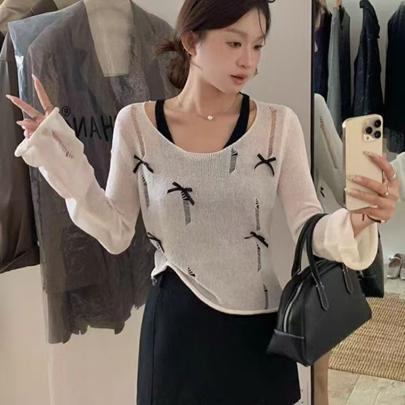 Sling trumpet sleeves sweater autumn vest for women