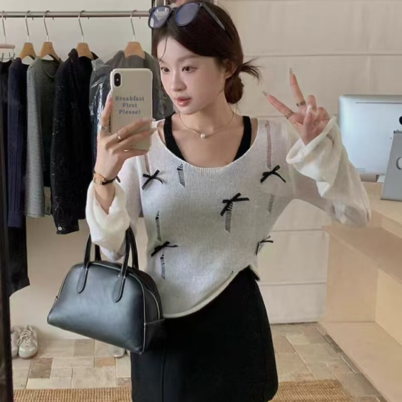 Sling trumpet sleeves sweater autumn vest for women