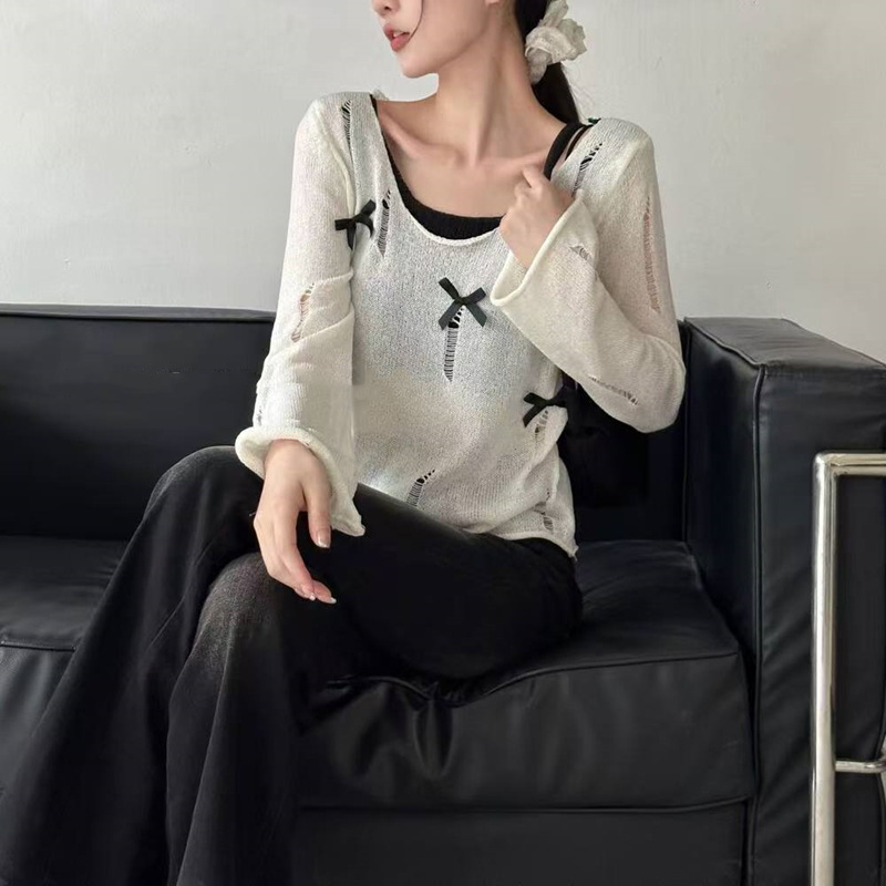 Sling trumpet sleeves sweater autumn vest for women