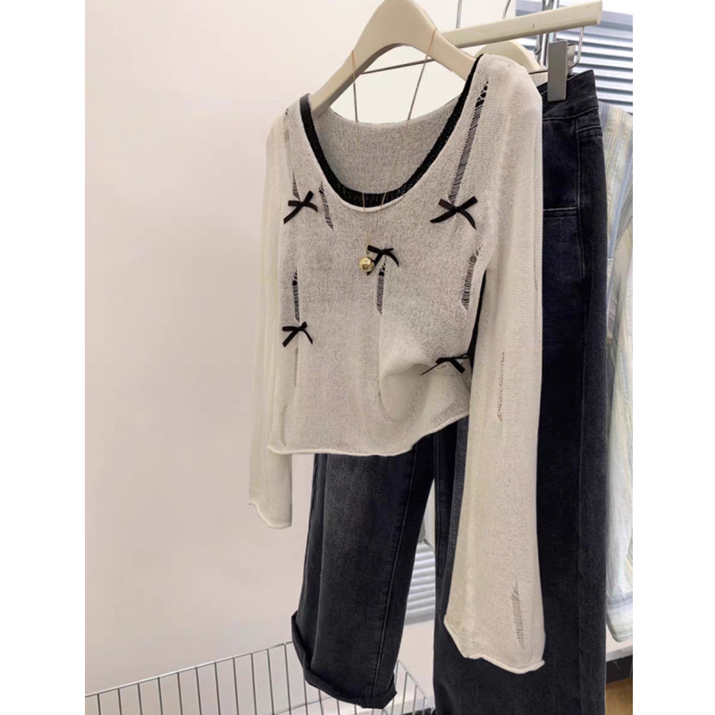 Sling trumpet sleeves sweater autumn vest for women