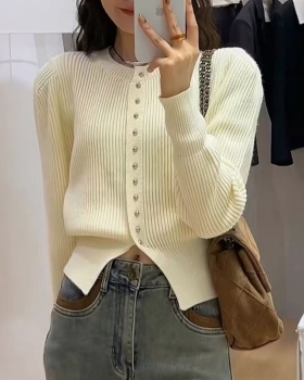 Pinched waist France style sweater slim coat for women