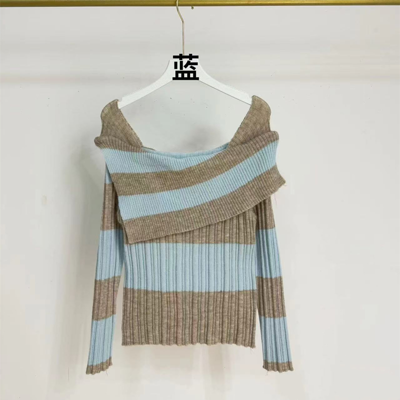 Niche France style autumn stripe sweater for women