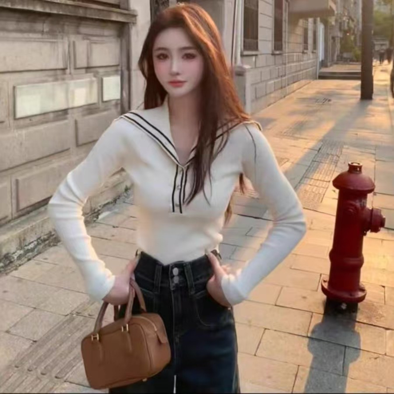 Korean style temperament sweater slim tops for women