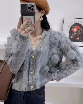 Autumn rabbit fur tops niche splice coat for women