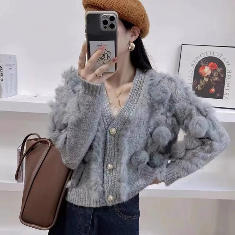 Autumn rabbit fur tops niche splice coat for women