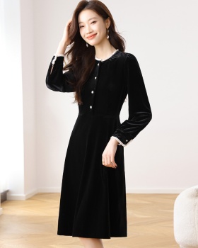 Autumn slim velvet temperament dress for women