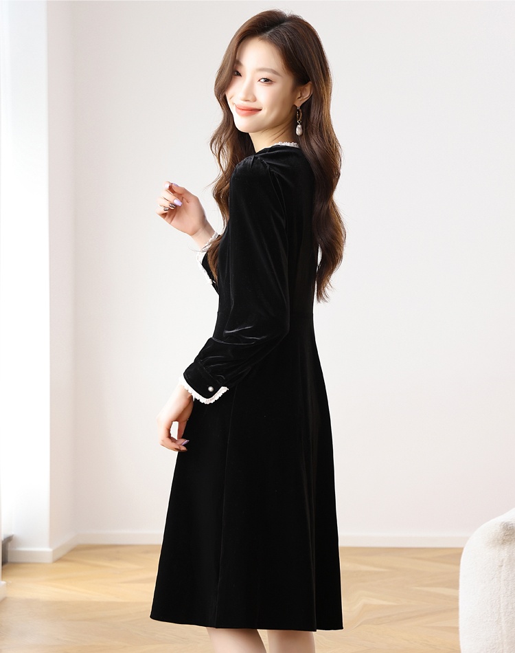 Autumn slim velvet temperament dress for women