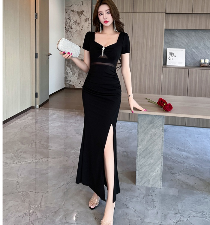 Sexy low-cut evening dress slim halter dress for women