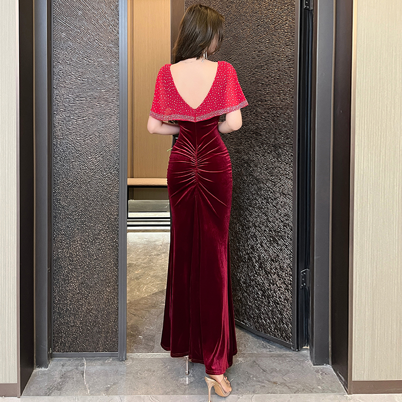 Banquet mermaid evening dress niche velvet dress for women