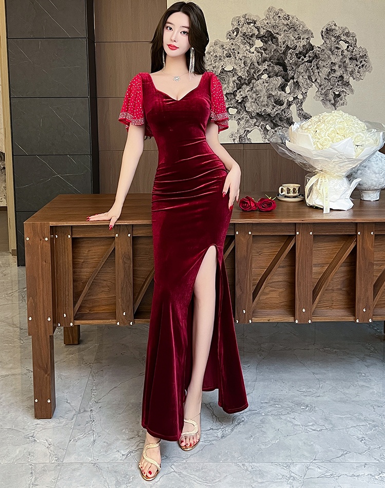 Banquet mermaid evening dress niche velvet dress for women