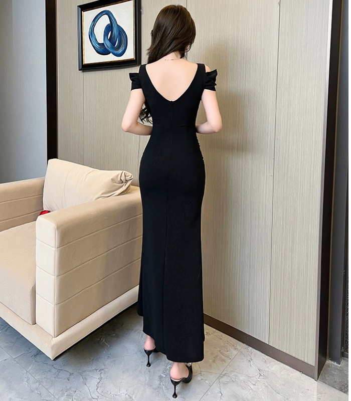 Slim long overalls dress split temperament sexy evening dress