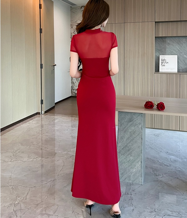 Long overalls cheongsam package hip dress for women