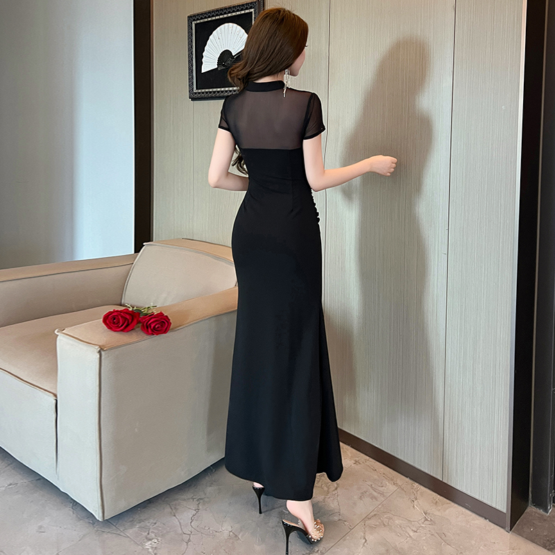 Long overalls cheongsam package hip dress for women