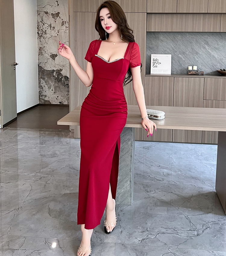 Nightclub overalls halter dress sexy slim long dress