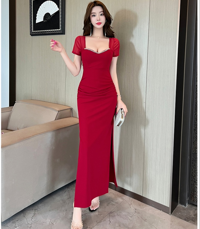 Nightclub overalls halter dress sexy slim long dress