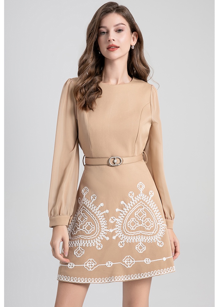 Light luxury high waist splice slim temperament dress