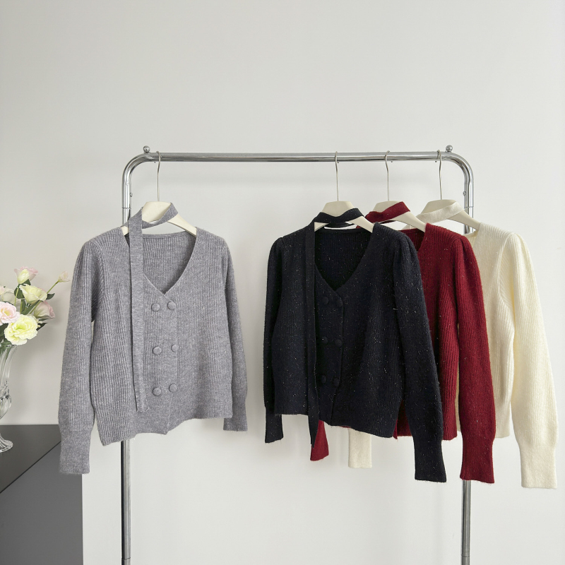 All-match France style cardigan simple sweater for women