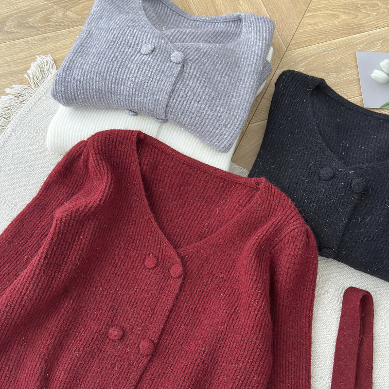 All-match France style cardigan simple sweater for women