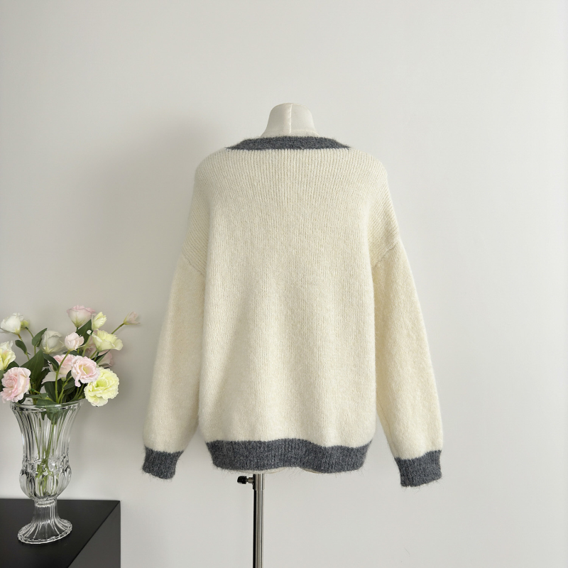 Winter lazy sweater mixed colors loose coat for women