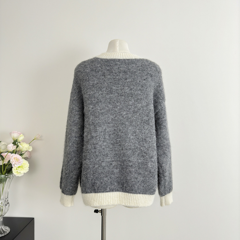 Winter lazy sweater mixed colors loose coat for women