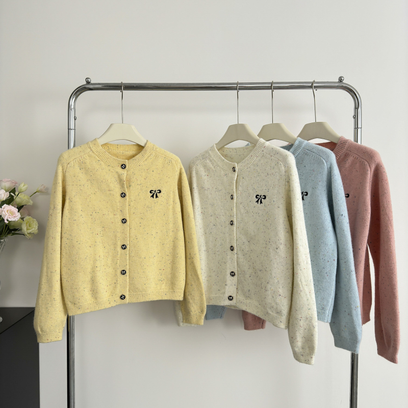 Bow knitted sweater spring and autumn coat for women