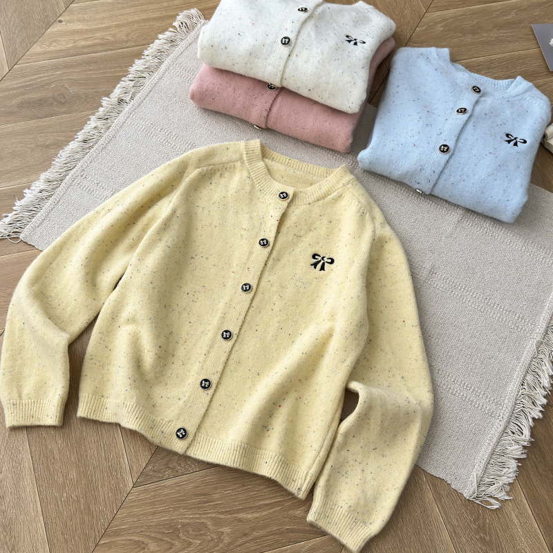 Bow knitted sweater spring and autumn coat for women