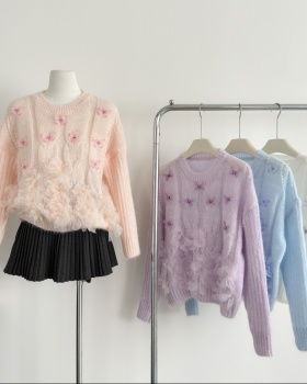 Butterfly flowers tops lazy niche sweater