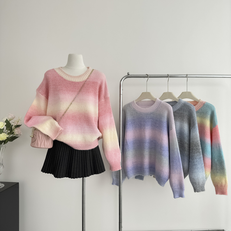 Show young gradient autumn temperament sweater for women